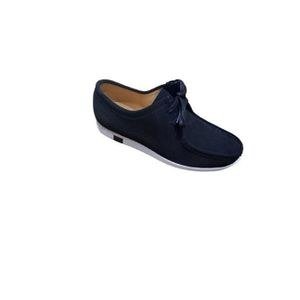 Dark Suede Lace-Up Casual Shoe - Navy Blue