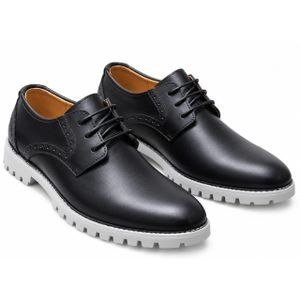 Men’s Classic Brogue Derby Shoes with Lugged Sole – Black