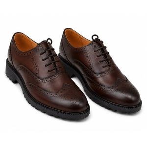 Men's Classic Wingtip Brogue Lace-Up Oxford Shoes - Brown