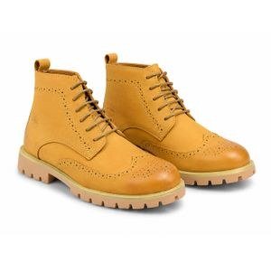 Embossed Panel Lace-Up Combat Boots – Brown