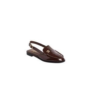Chocolate brown slingback patent loafers