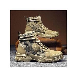 Men's Casual Hiking Martin Boots High Top Sneakers - Khaki