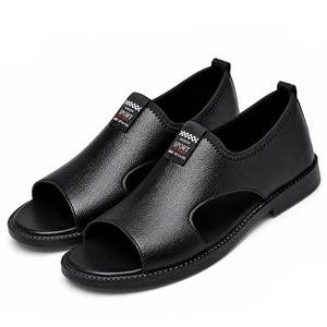 SHJO Casual Men Shoes Summer Beach PVC Lightweight Trendy Black Sandals