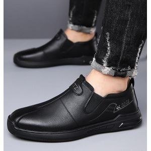 Soft Sole Shoes For Men Slip On Loafers,Men's Casual Brogues Shoes - Black