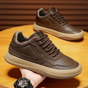 VANHUHU Men's Footwear Casual Formal Lace up Flat Business Loafers Gentle Shoes Brown