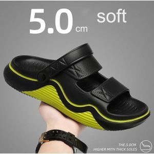 Men's casual thick-soled non-slip sandals, Outdoor Lightweight Sports Casual beach shoes, Cool Slippers-(Black and Green)
