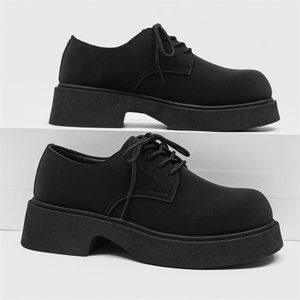Men's Casual Lace up Vintage Non-slip Suede Shoes -Black