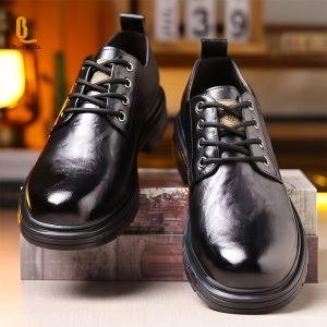 BoutiqQila Men's Formal Oxford Dress Shoes Business Black Casual Lace Up Wedding - PU