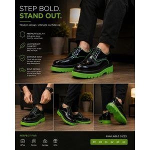 Black & Neon Green Platform Shoes