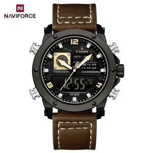 Naviforce Dual Water Proof Men's Watch - Brown