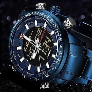 Naviforce Dual and Metallic Strapped Analog Wrist Watch for Men - Navy Blue