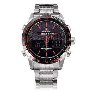 Naviforce Chain Designed & Round Face Dual Men's Watch - Silver,Black
