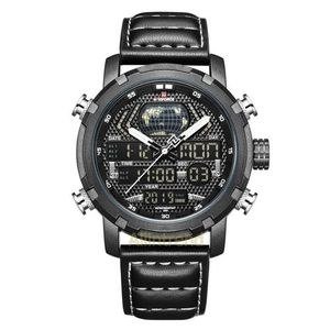 Faux Strapped Analog And Dated Wrist Watch - Black
