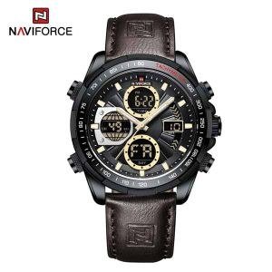 Naviforce Casual Analog-Digital Watch for Men with Faux Straps - Black,Brown