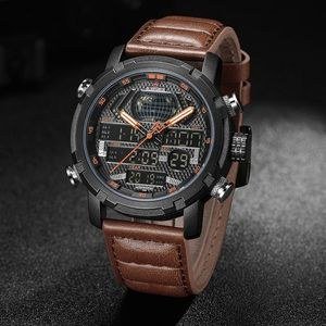 Strapped Dual Water Proof Men's Watch - Brown