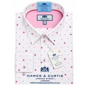 Hawes & Curtis Women's Semi Fitted Shirt – Colour: White & Pink Flowers