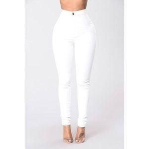 Women's High-Waist Stretch Denim Jeans Casual Pants - White