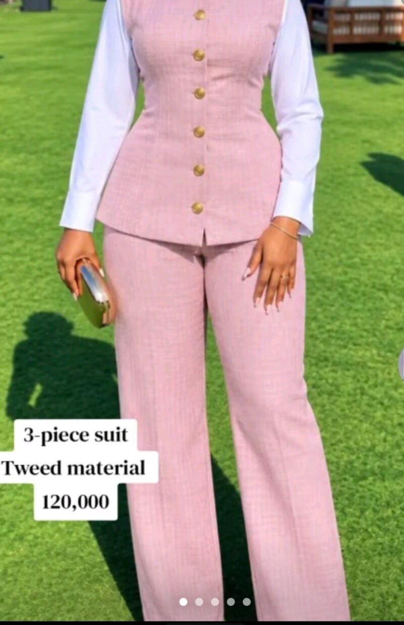Three-Piece Tweed Vest Trouser Suit – Style 0908