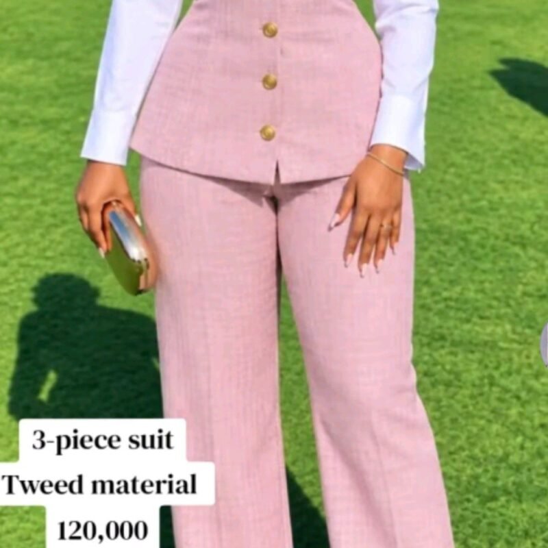 Three-Piece Tweed Vest Trouser Suit – Style 0908