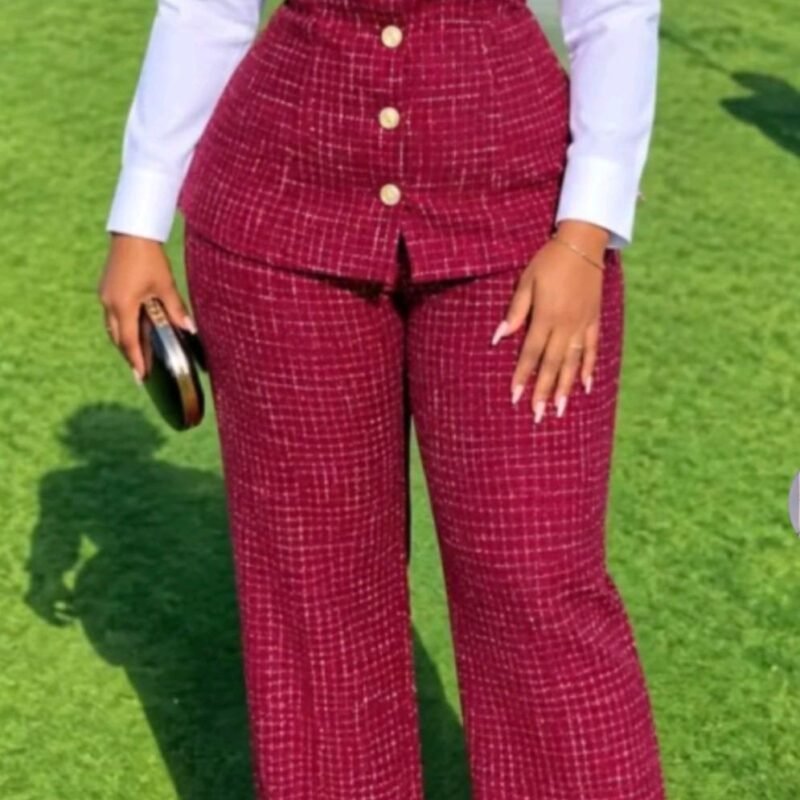Three-Piece Tweed Vest Trouser Suit – Style 0908