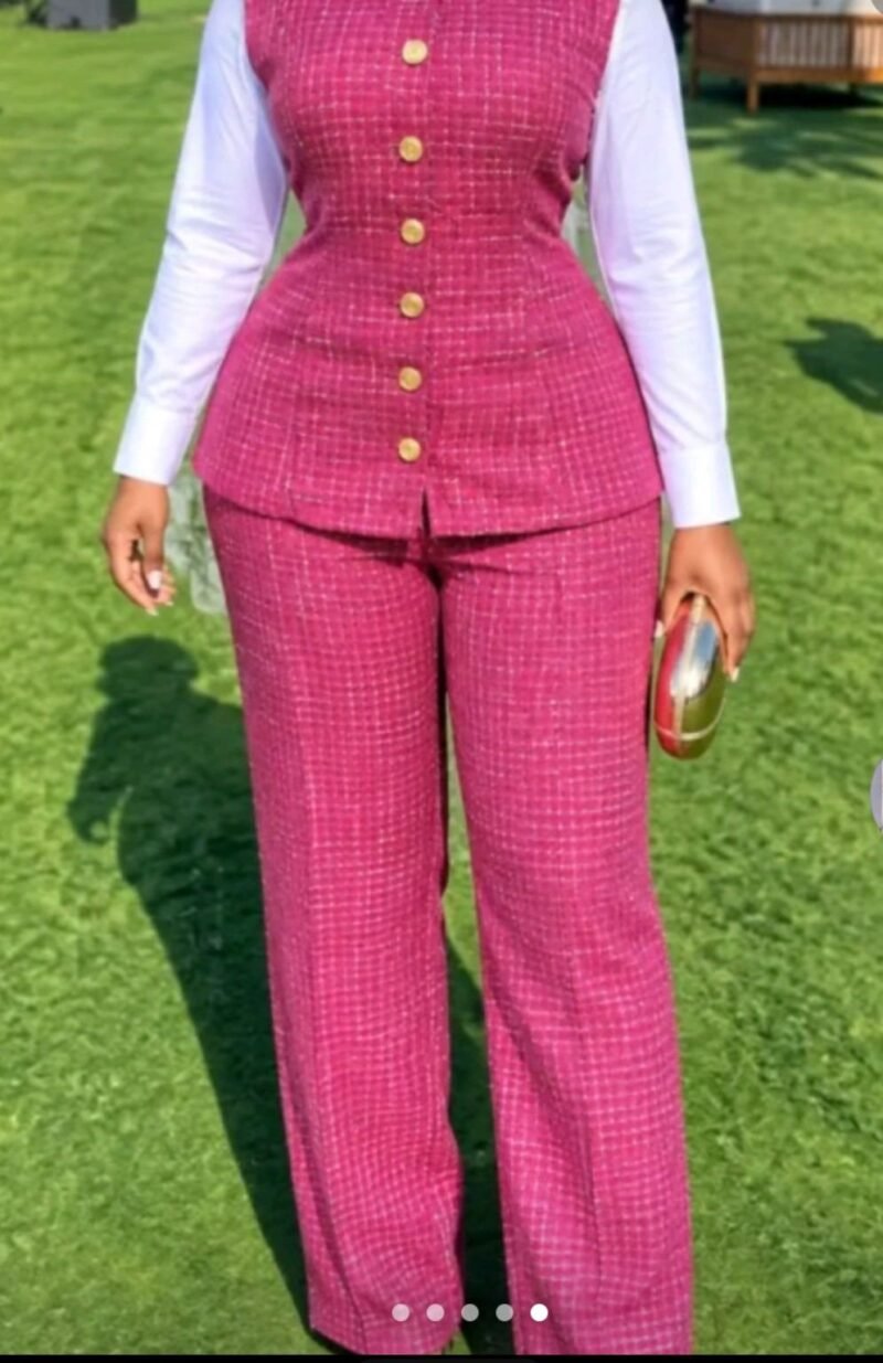 Three-Piece Tweed Vest Trouser Suit – Style 0908