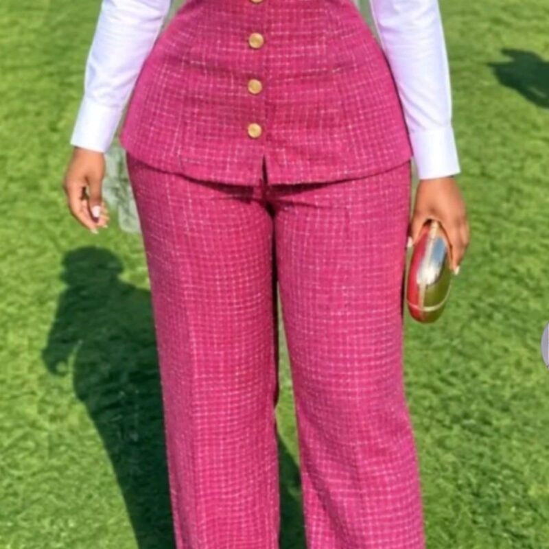 Three-Piece Tweed Vest Trouser Suit – Style 0908